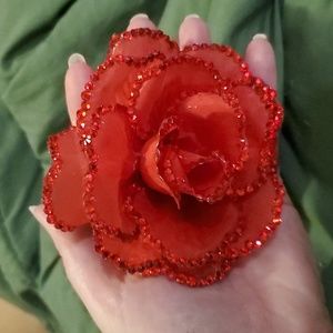 SOLD **********Red Rhinestone Hair Clip